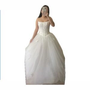 Vintage Oleg Cassini Wedding Dress RN 84270 • Basque Waist 2000’s/Y2K Princess